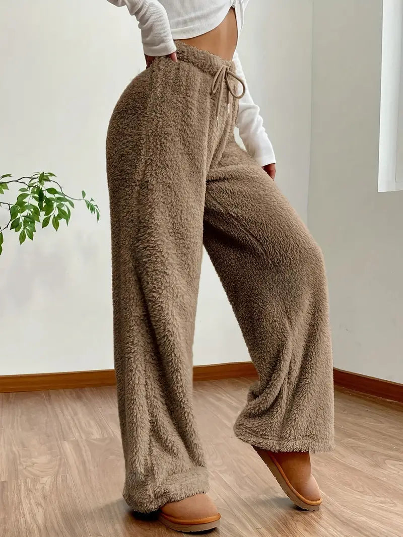 Isadora - Kaki Pantalon à Jambe Large avec Cordon de Serrage pour Femmes