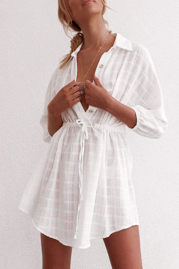 Farren - revers, fermeture simple, robe de plage à cordon de serrage