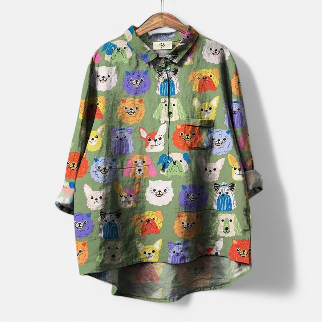 Kivo™ | Blouse Tendance avec Imprimé Artistique Coloré