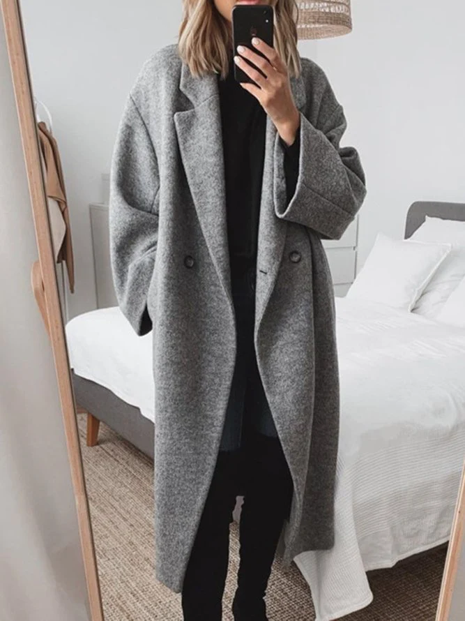 Manteau de luxe surdimensionné en laine mélangée pour femmes
