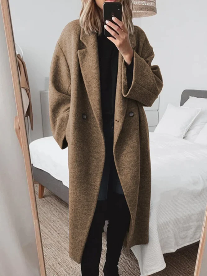 Manteau de luxe surdimensionné en laine mélangée pour femmes