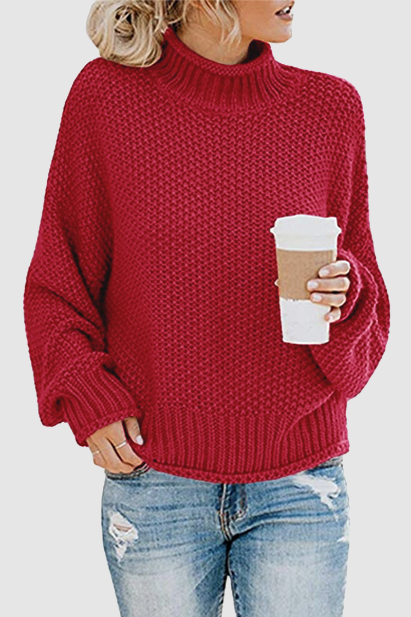 Pull douillet avec patchwork intéressant et col montant