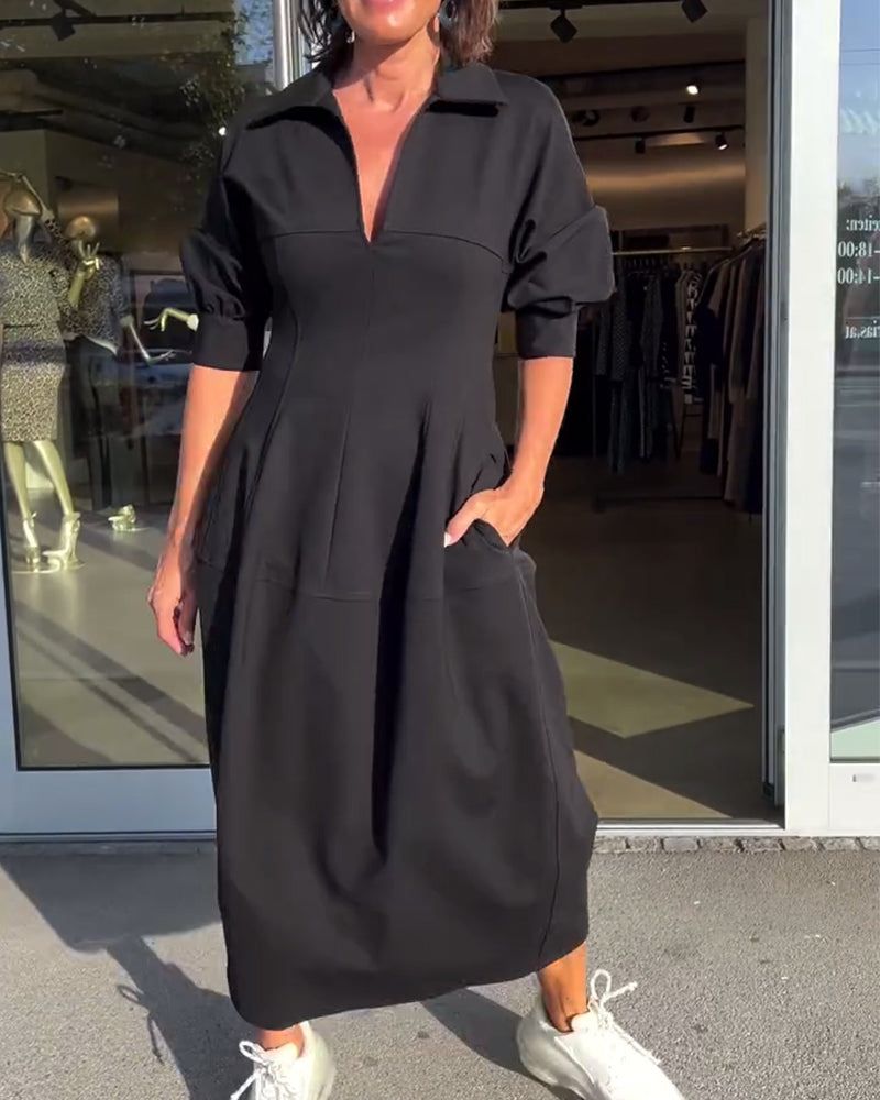 Minimalist midi dress in structured and modern style (robe midi minimaliste de style structuré et moderne)