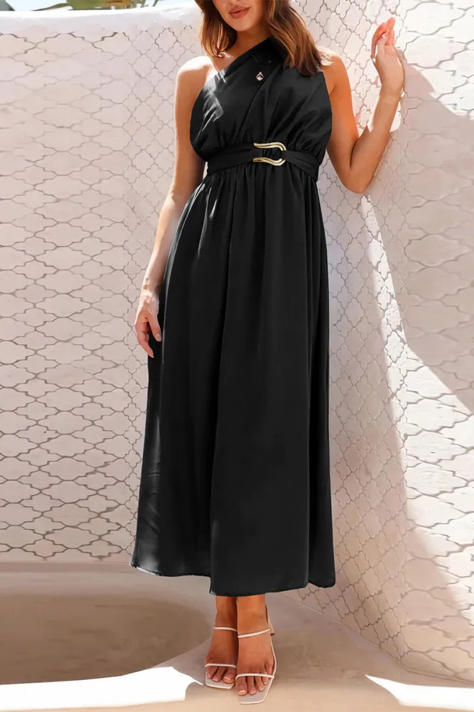 Norah - Robes de soirée élégantes avec décolleté plongeant et ornements métalliques massifs
