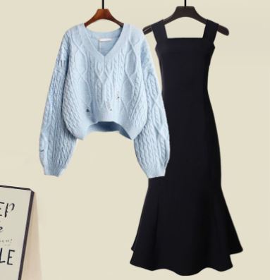 Amelia - Ensemble deux pièces en tricot de haute qualité avec pull et robe sirène pour femme