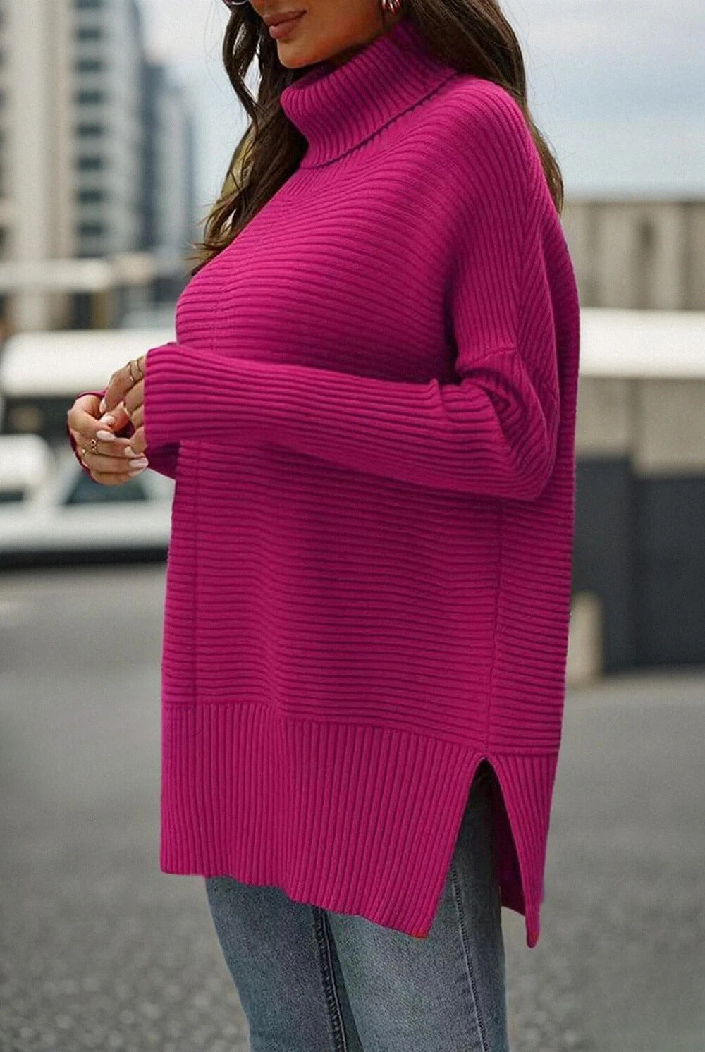 Pull chauve-souris élégant avec détails tricotés uniques