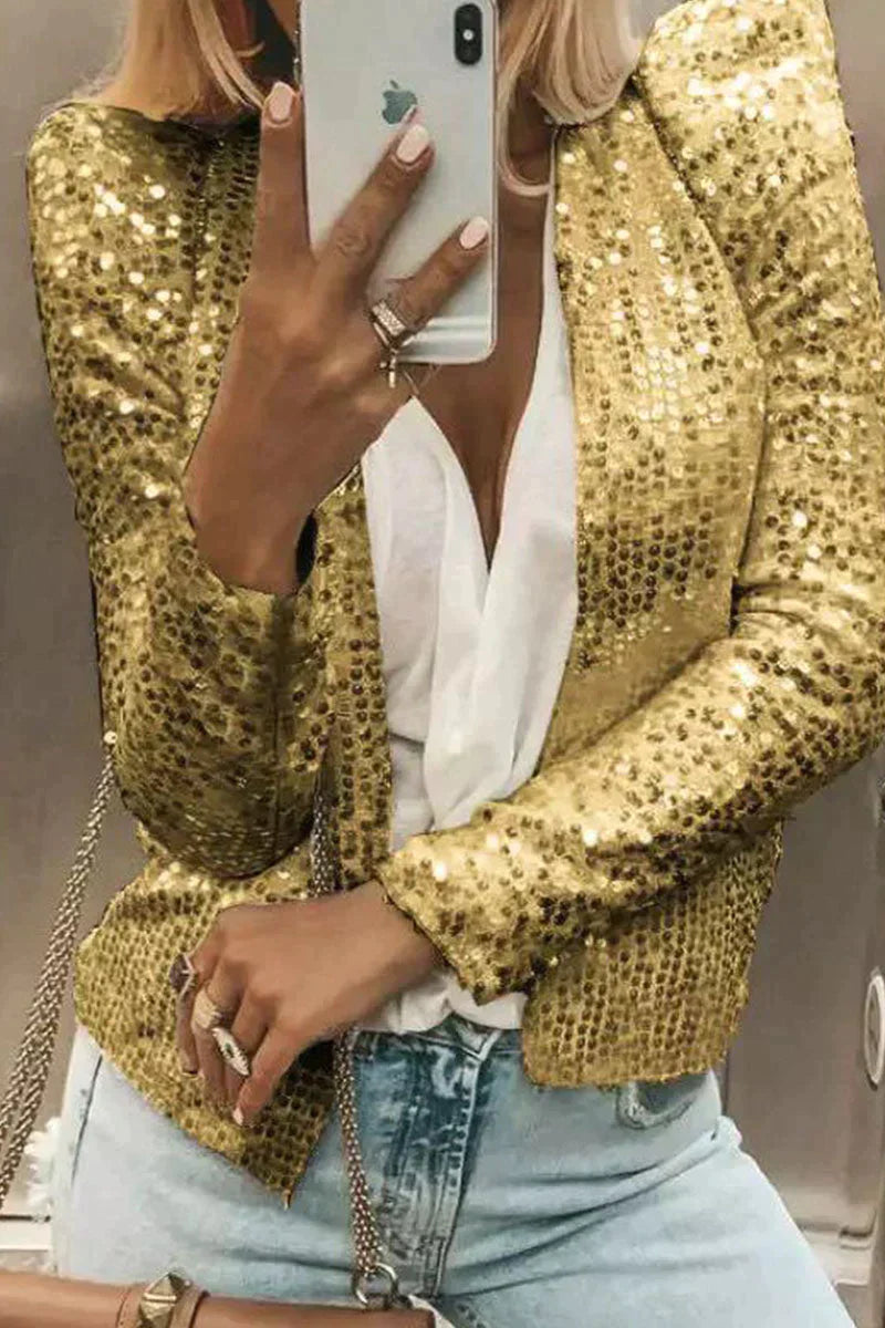 Vêtements d'extérieur à paillettes pour femmes