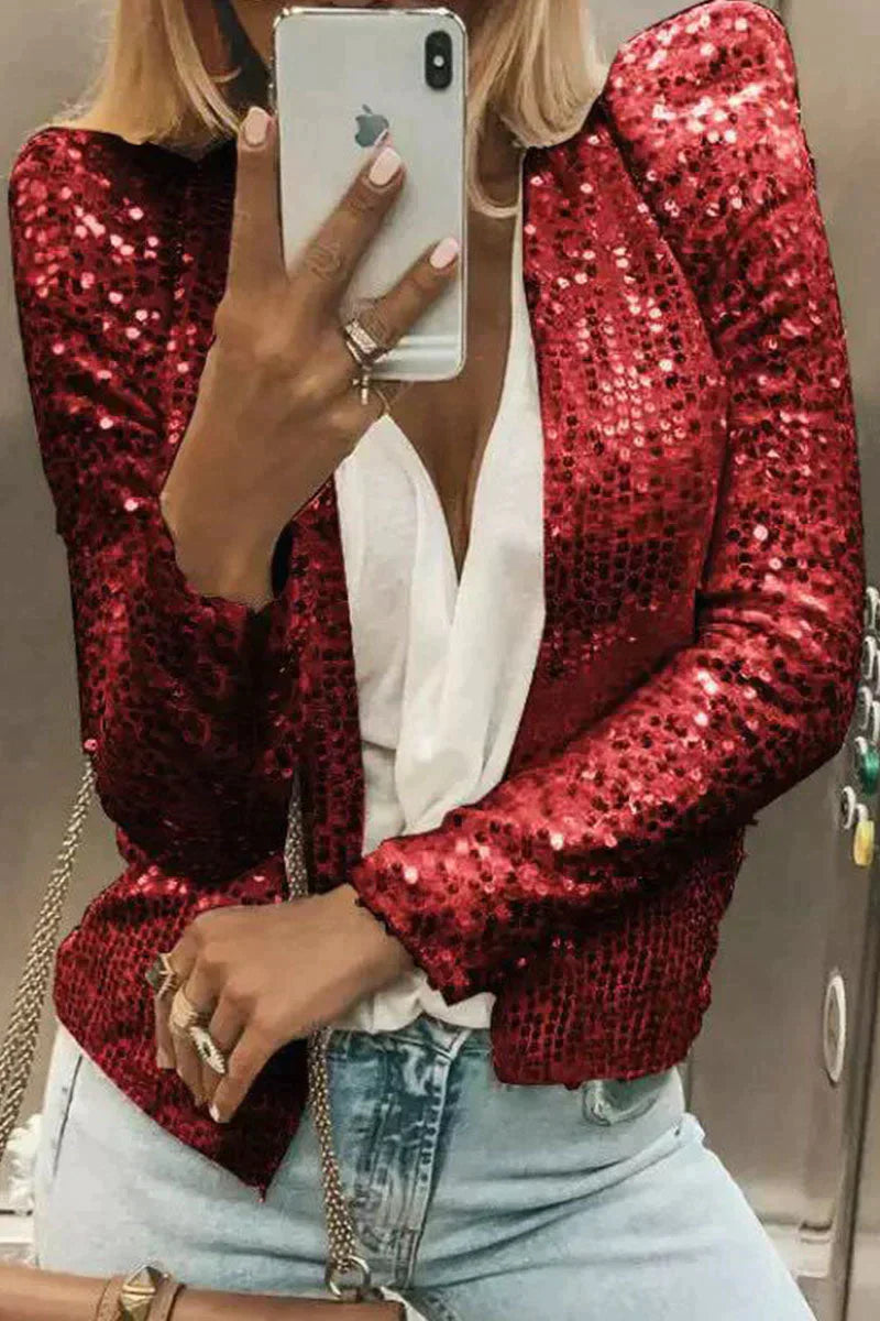 Vêtements d'extérieur à paillettes pour femmes