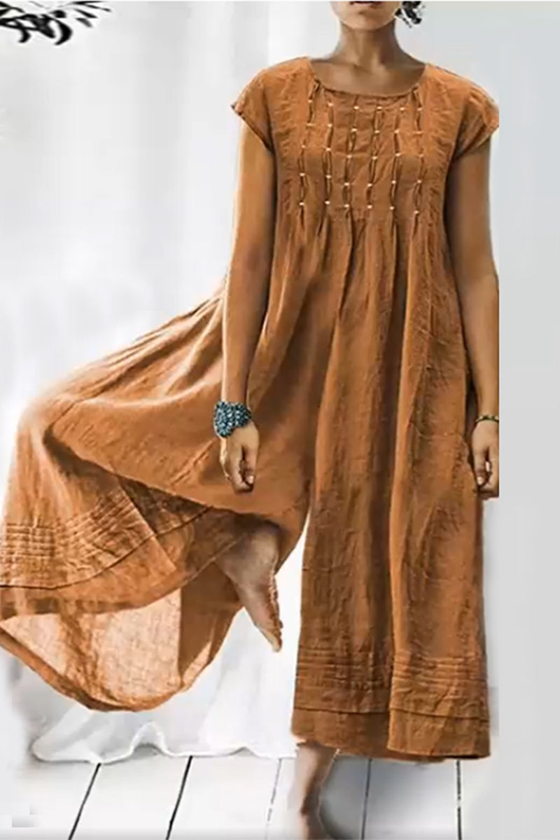 Casual simplicity sturdy O-neck loose jumpsuits (6 couleurs)