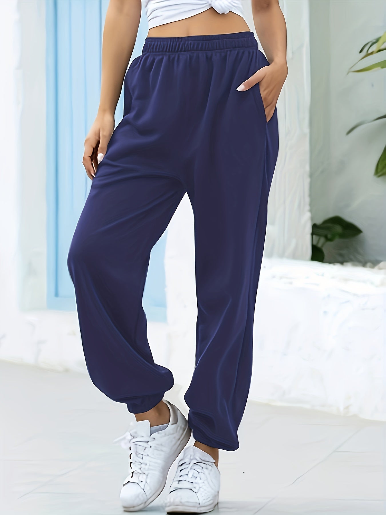 Femke | Pantalon de survêtement élastique taille haute uni