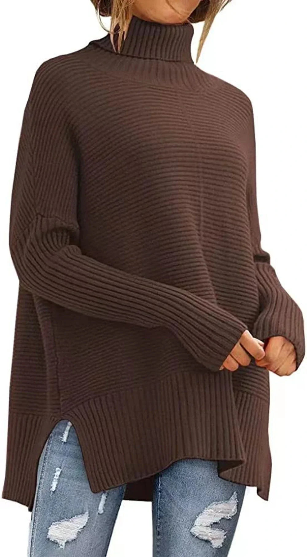 Pull chauve-souris élégant avec détails tricotés uniques
