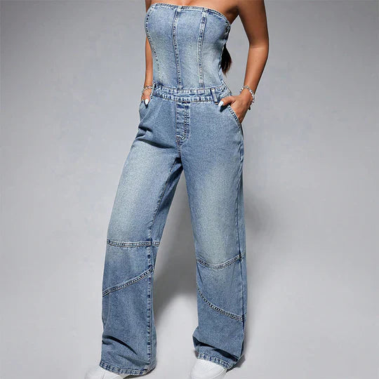 Camila - Combinaisons en jean à épaulettes