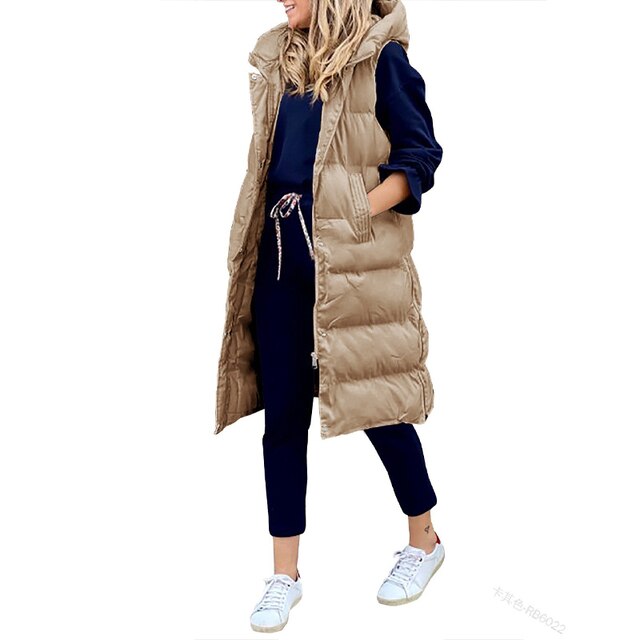 Veste longue sans manches pour femmes