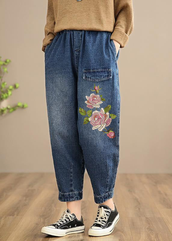 Etana - Pantalon en jean oversize à taille élastique