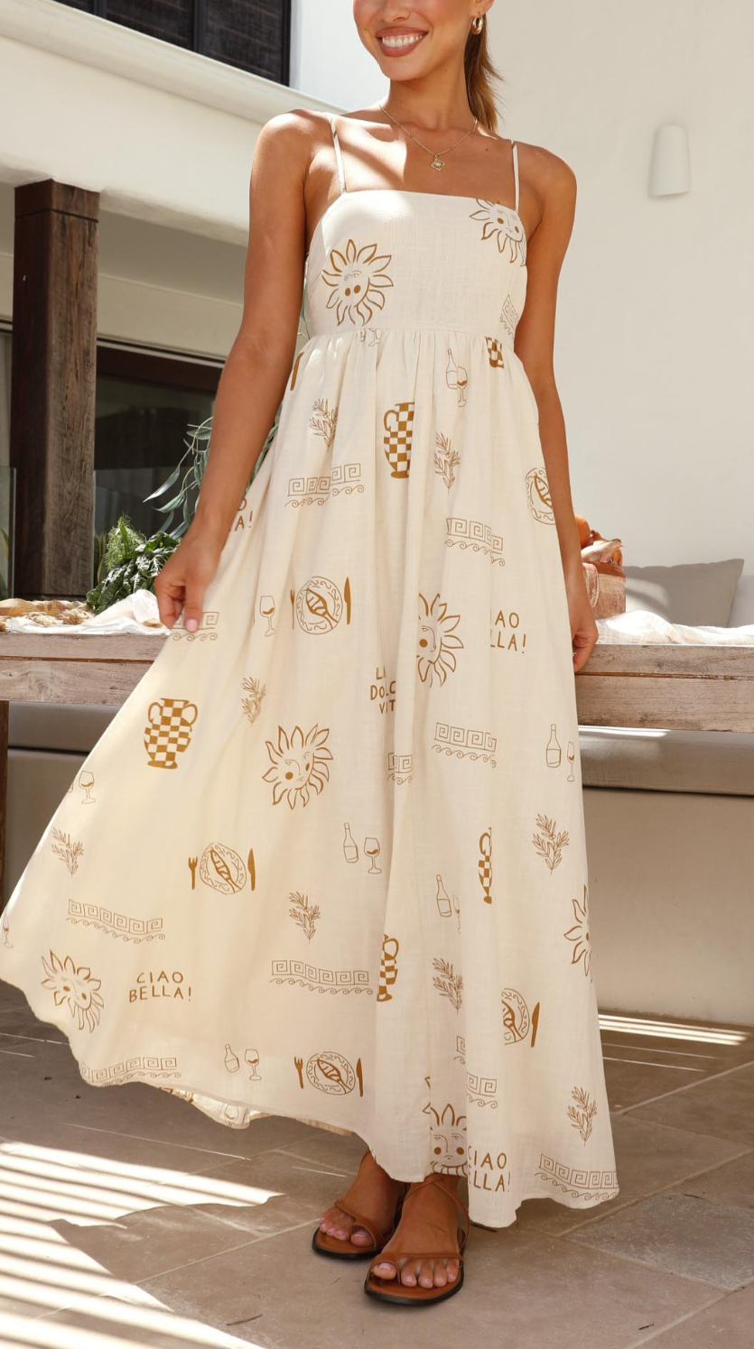 Lylah - Charm Brown Robe longue avec découpes