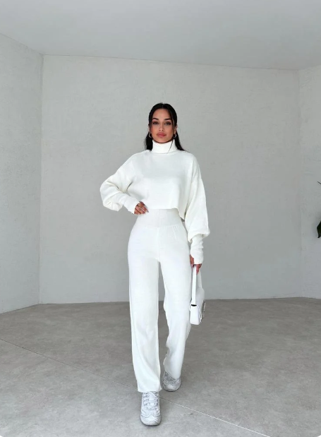Anneliese - Ensemble Pull à Col Roulé en Tricot et Pantalon pour Femmes