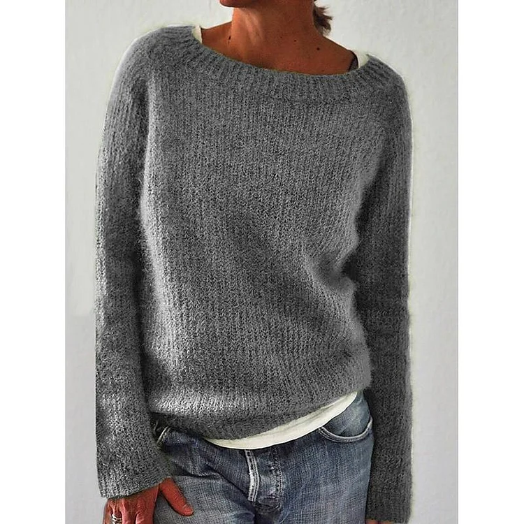 Pull tricoté classique pour femme en couleur basique