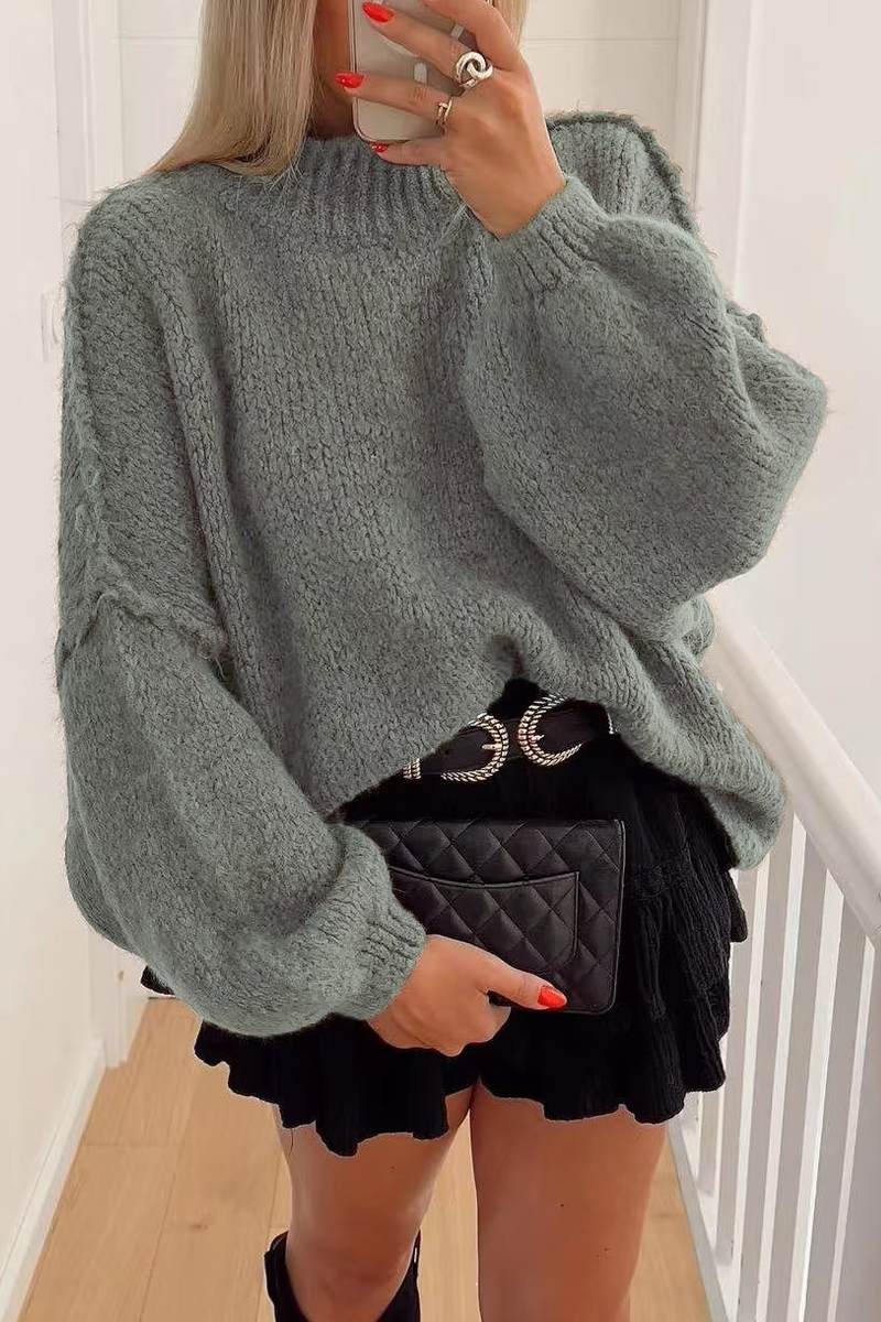 Pia | Pull Casual Uni à Col Rond