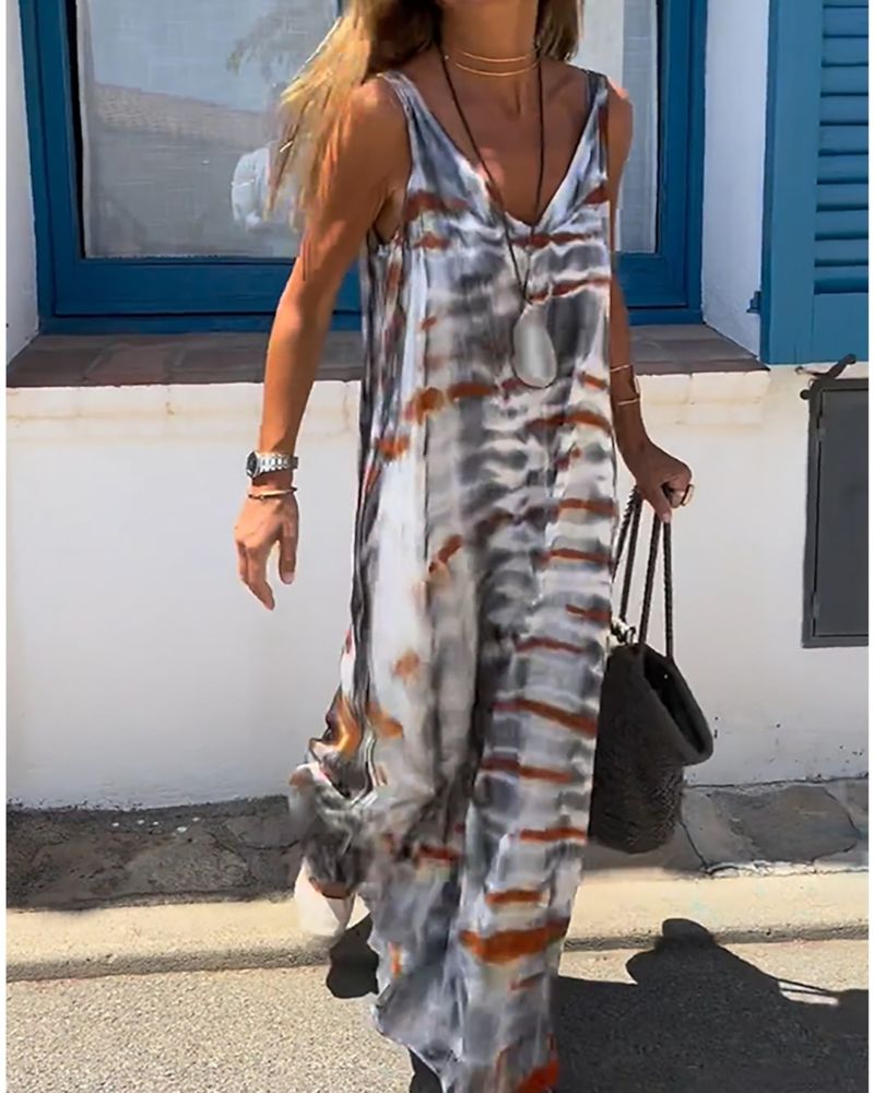 Robe d'été sans manches en tie dye