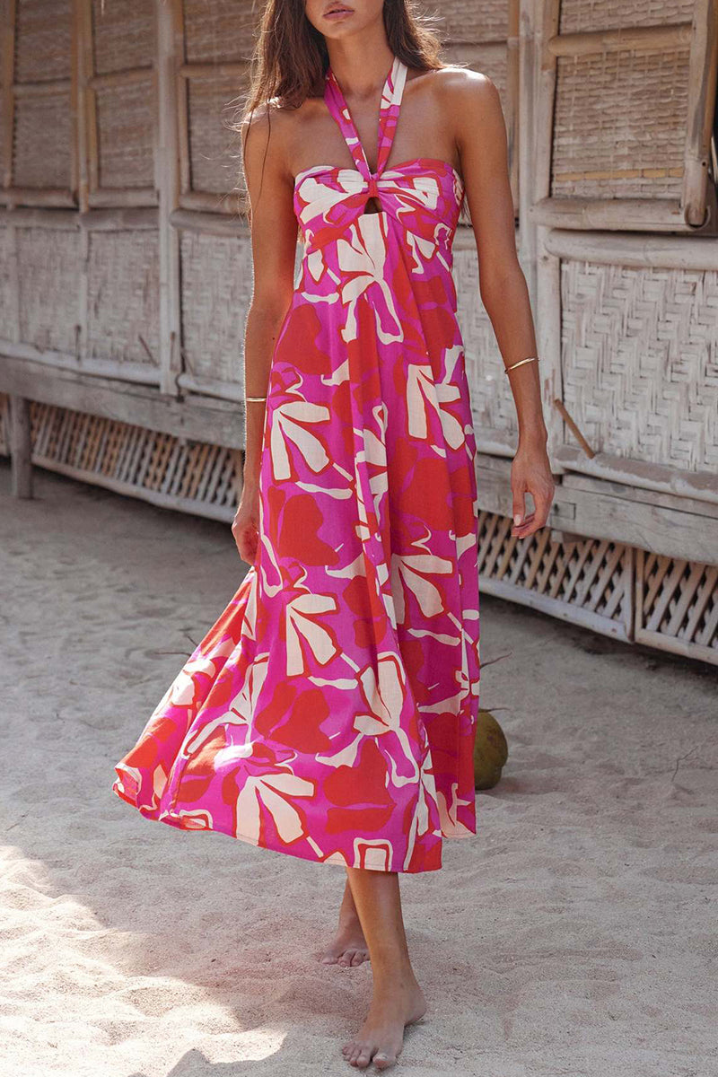 Olive - Robe dos nu bohème à imprimé floral