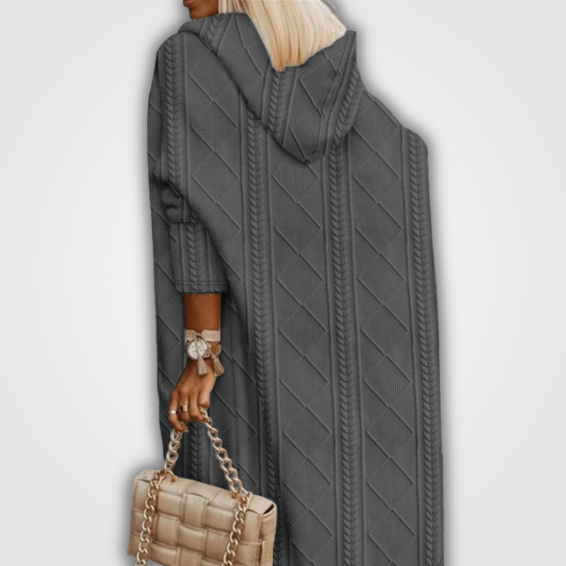 ANNEKE - GILET CARDIGAN LONG AVEC CAPUCHON