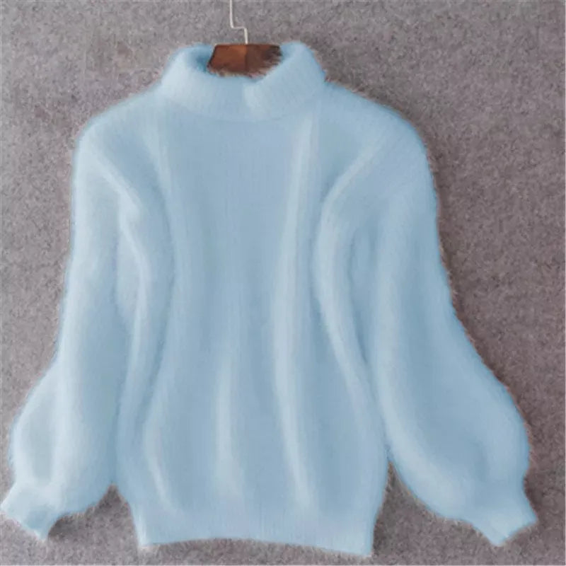Brenda | Pull-over de style angora vintage : tricoté de manière lâche et unie.