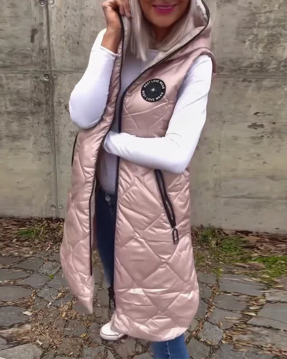 sans manches - veste matelassée décontractée avec capuche et fermeture à friction