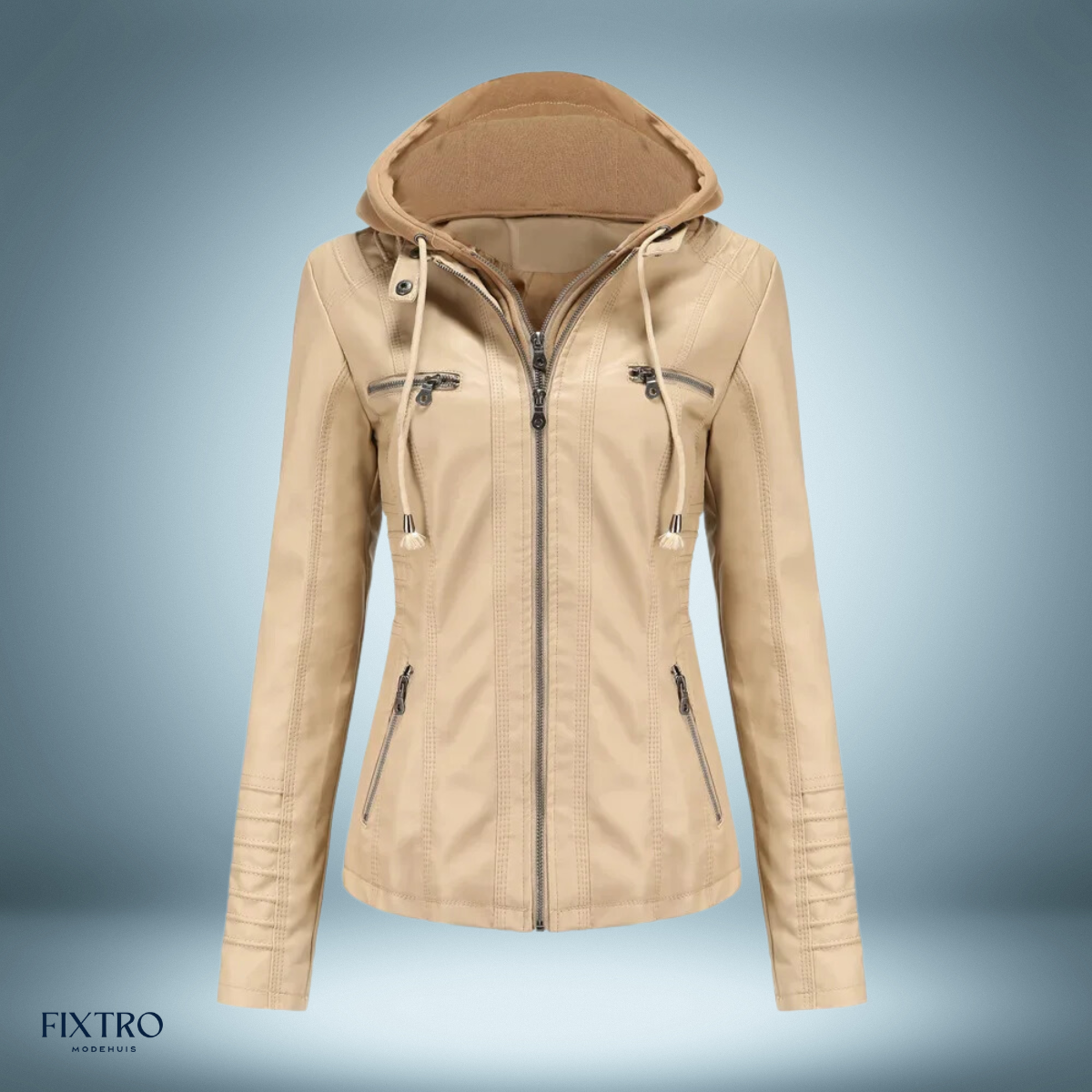 Lyra | Veste Femme en Cuir avec Capuche Chic et Confortable