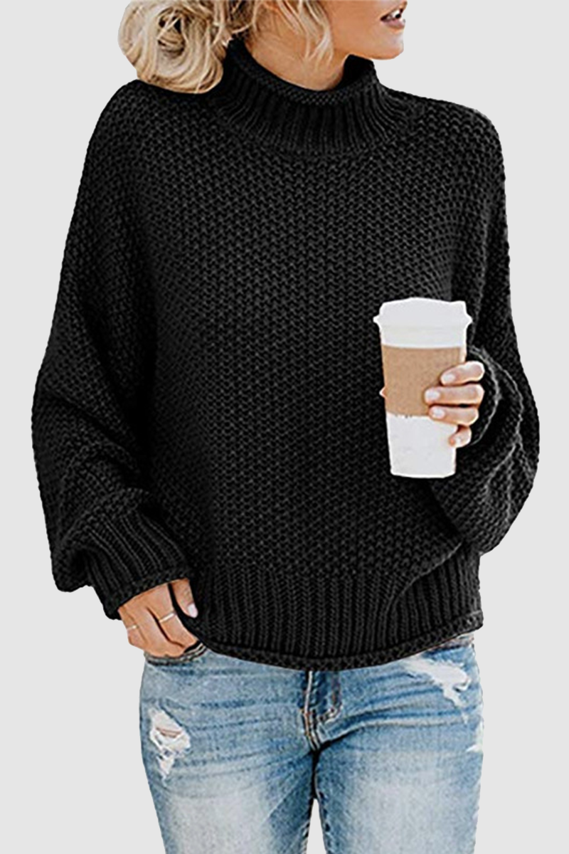 Pull douillet avec patchwork intéressant et col montant