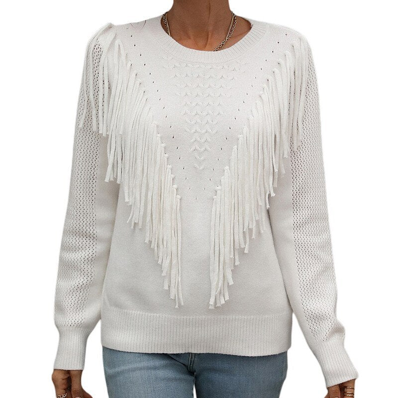 Sophie - Pull d'Automne Stylé avec Franges pour Femmes