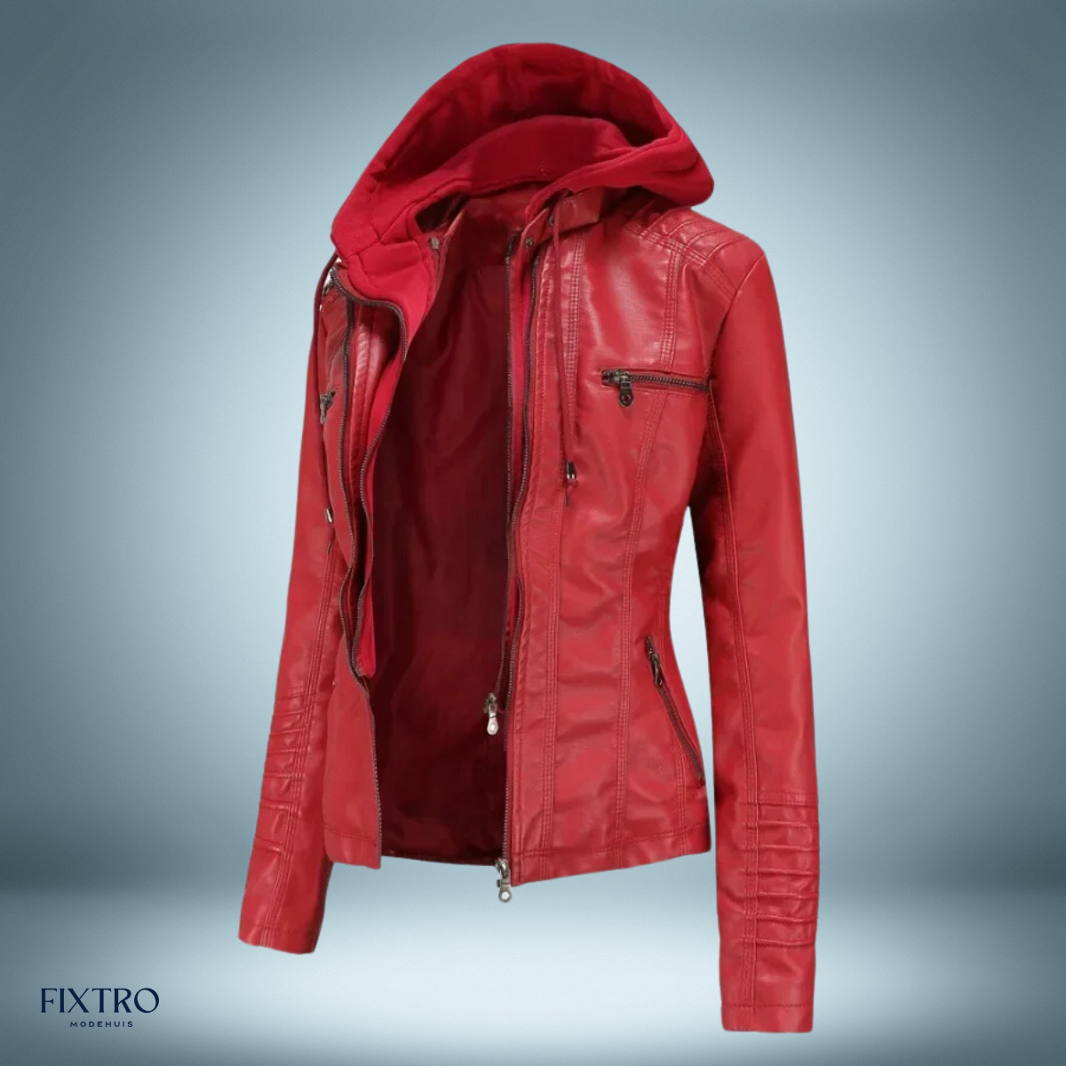 Lyra | Veste Femme en Cuir avec Capuche Chic et Confortable