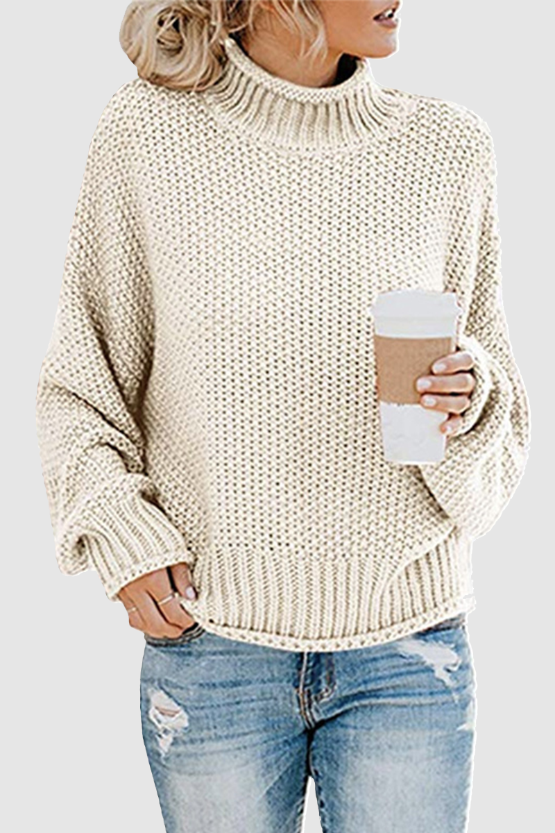 Pull douillet avec patchwork intéressant et col montant