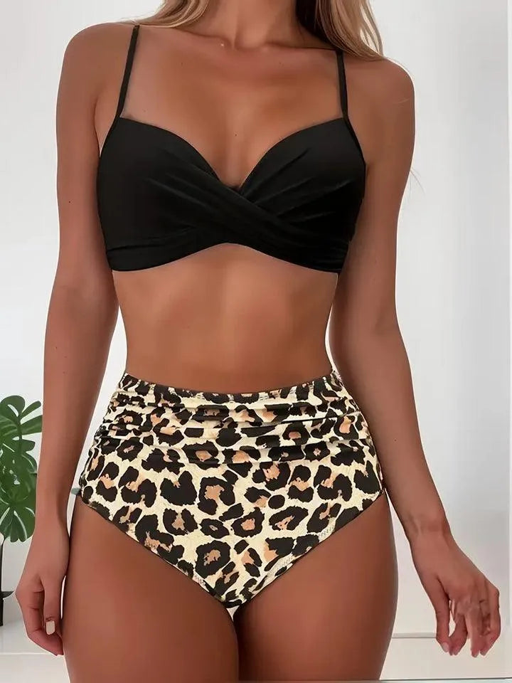 Bikini femme - Tropical Collection - Imprimé vibrant, col en V, bretelles réglables - Parfait pour les journées ensoleillées