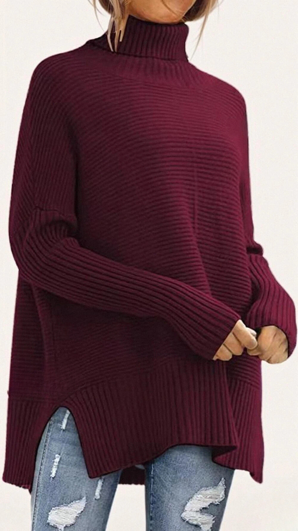 Pull chauve-souris élégant avec détails tricotés uniques