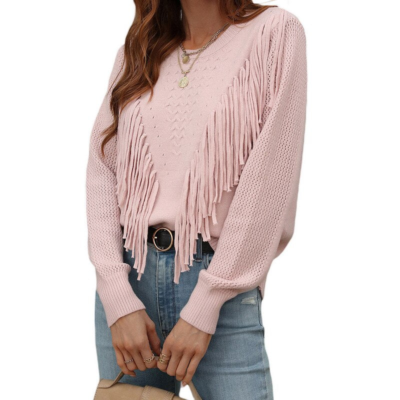 Sophie - Pull d'Automne Stylé avec Franges pour Femmes