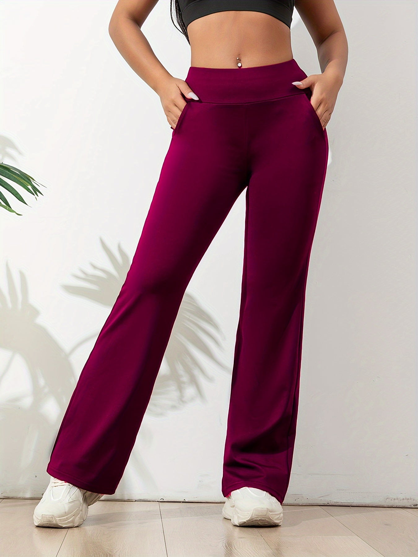 Isabella | Pantalon de sport extensible de couleur unie
