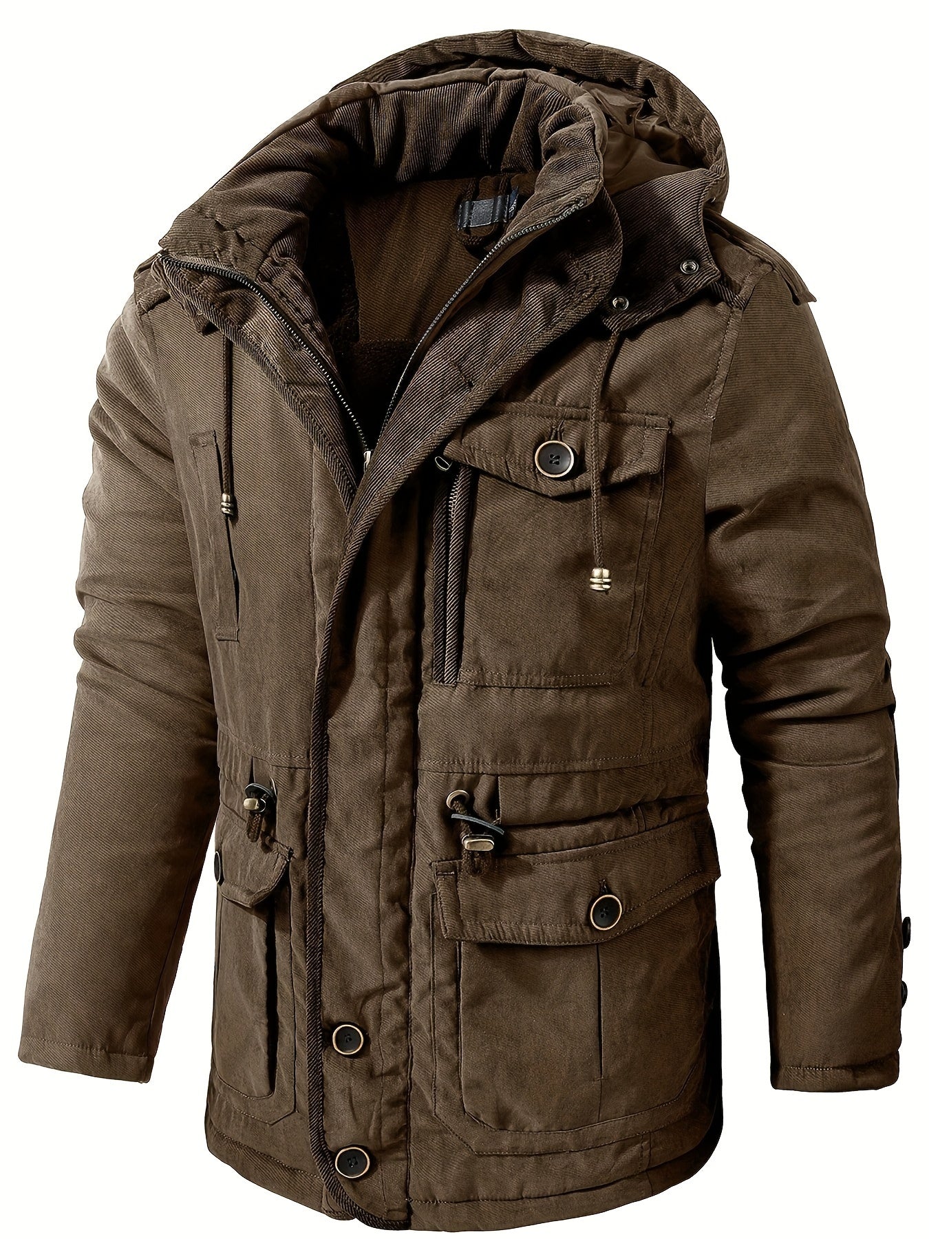 Vestes d'hiver décontractées de style cargo en coton avec poches pour hommes | Parfaites pour les activités de plein air