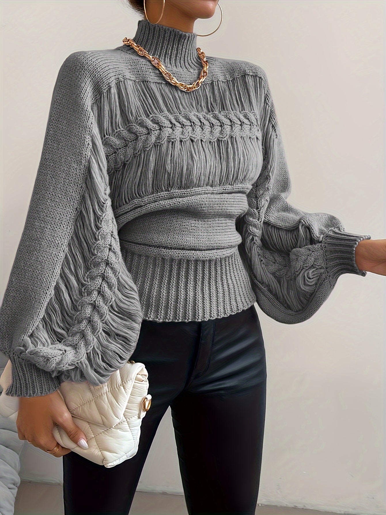 Pull à col ras du cou | Pull décontracté à manches longues pour femmes pour l'automne et l'hiver