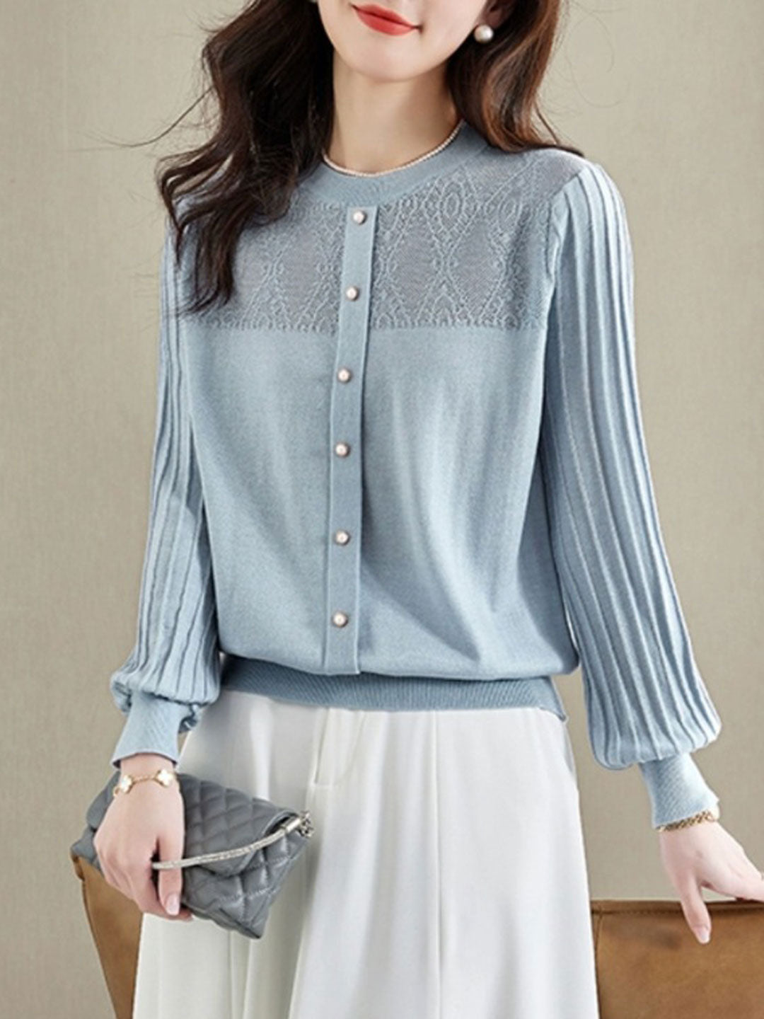 Xivana Blouse | Blouse à manches longues et col rond