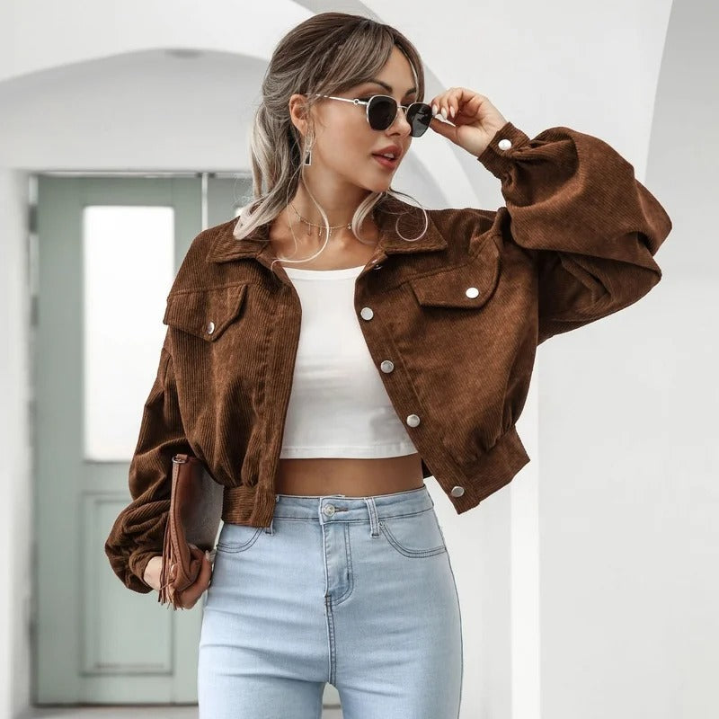 Veste Otilia | Veste en jean courte chic avec manches bouffantes