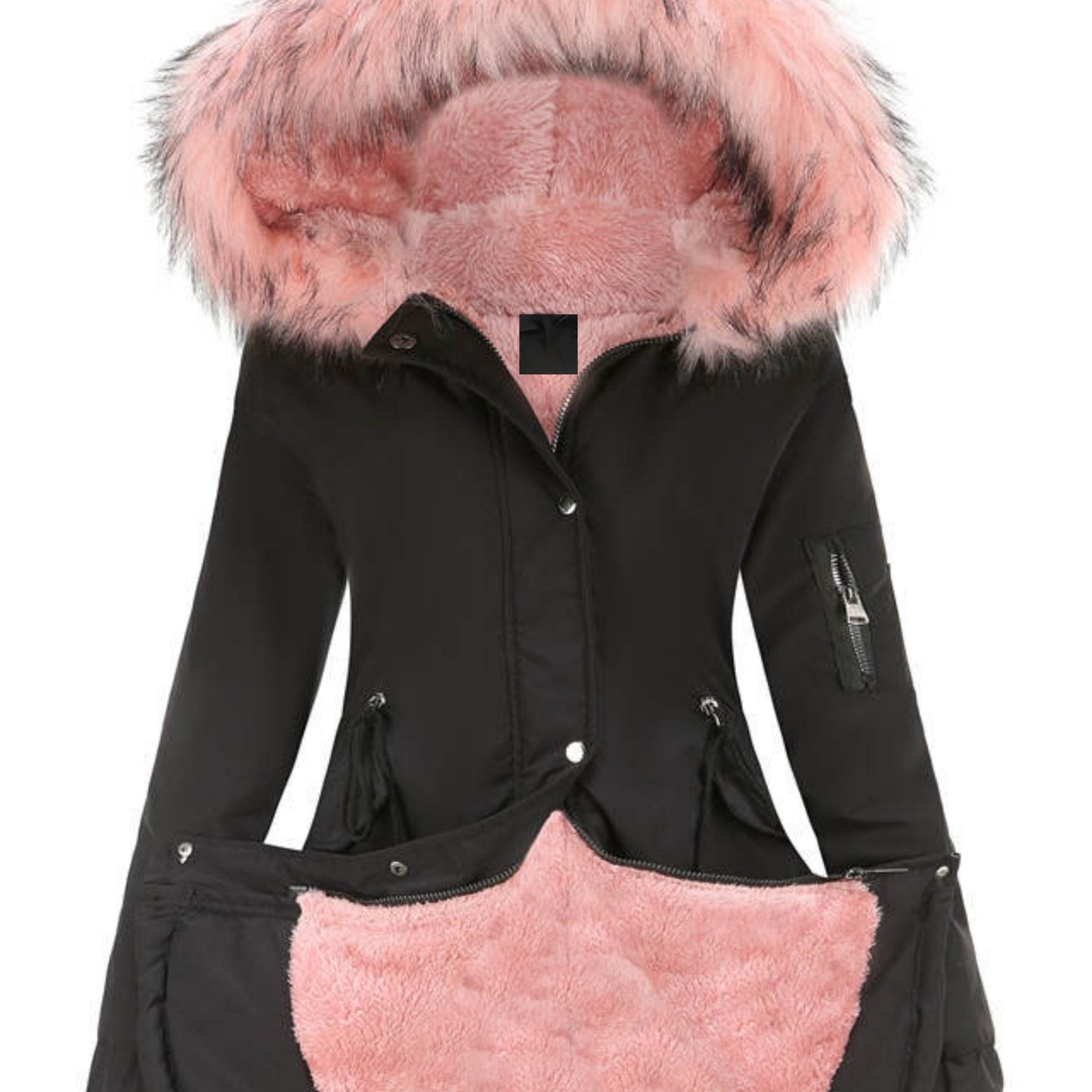 Nina | Veste parka à capuche duveteuse zippée