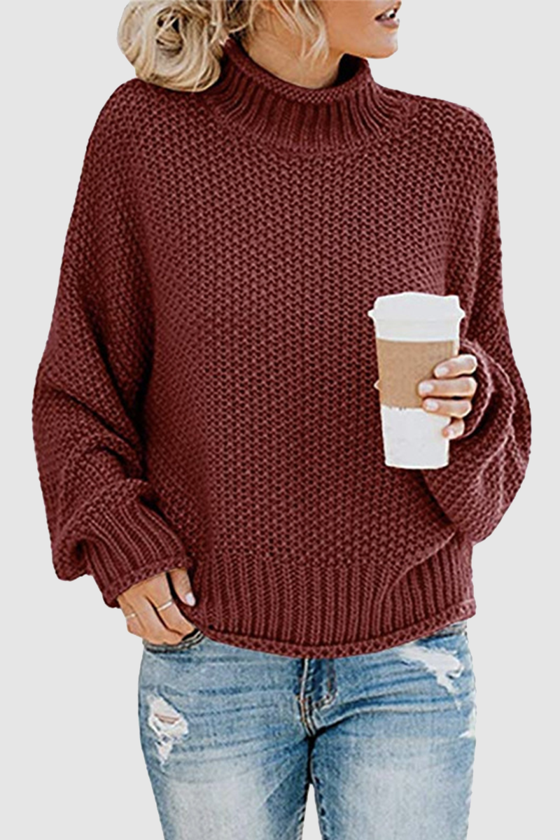 Pull douillet avec patchwork intéressant et col montant