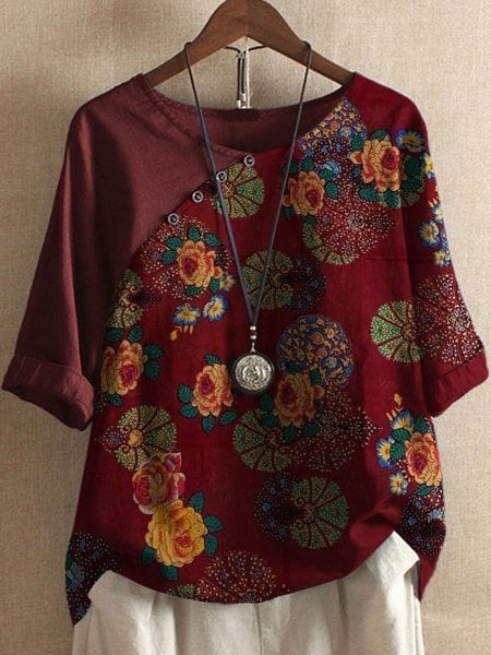 Vanessa | Chemise à manches courtes à motif floral Style Boho