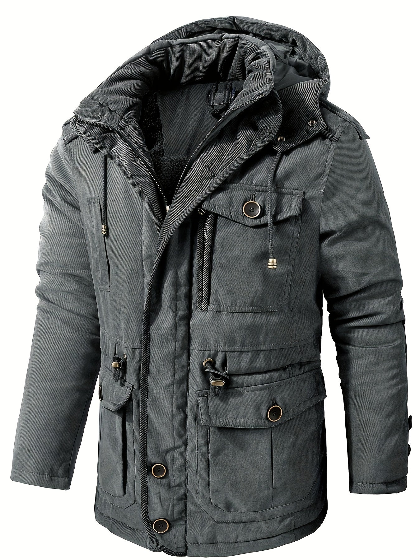 Vestes d'hiver décontractées de style cargo en coton avec poches pour hommes | Parfaites pour les activités de plein air