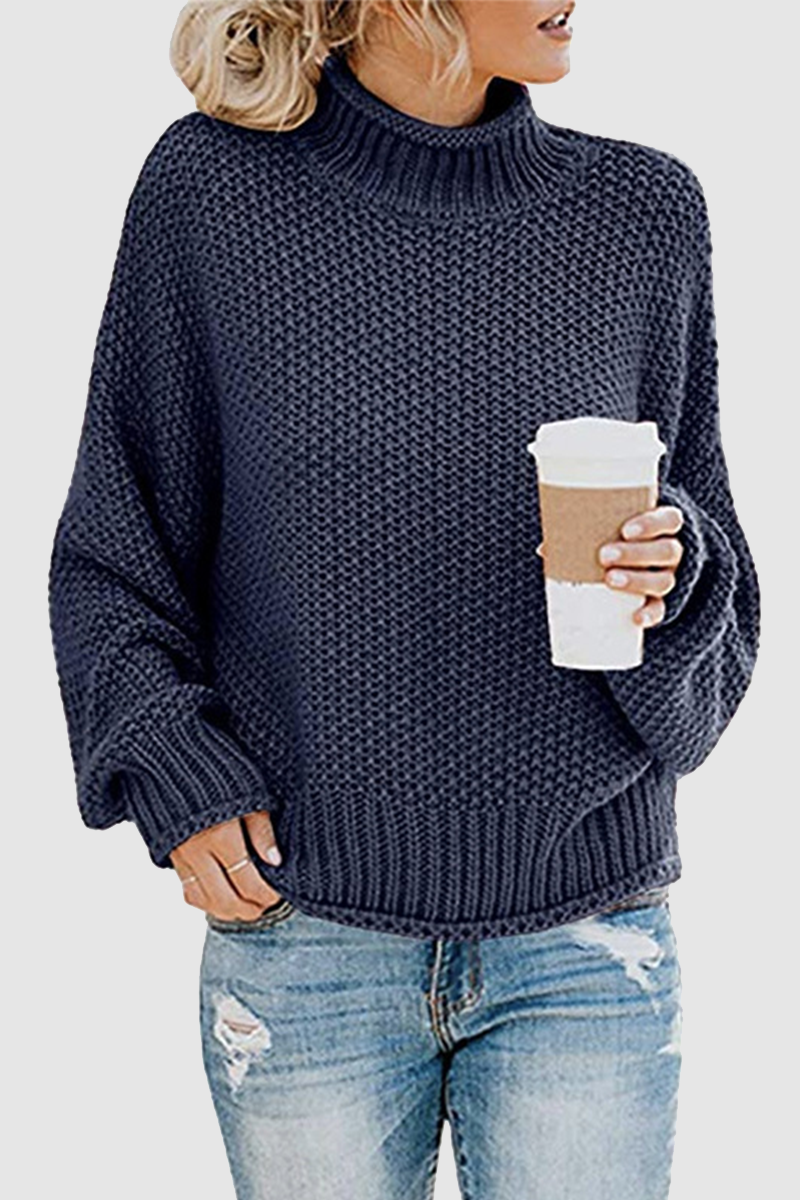 Pull douillet avec patchwork intéressant et col montant