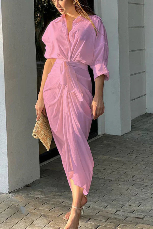 Ares - Robe midi avec fermeture à boutons