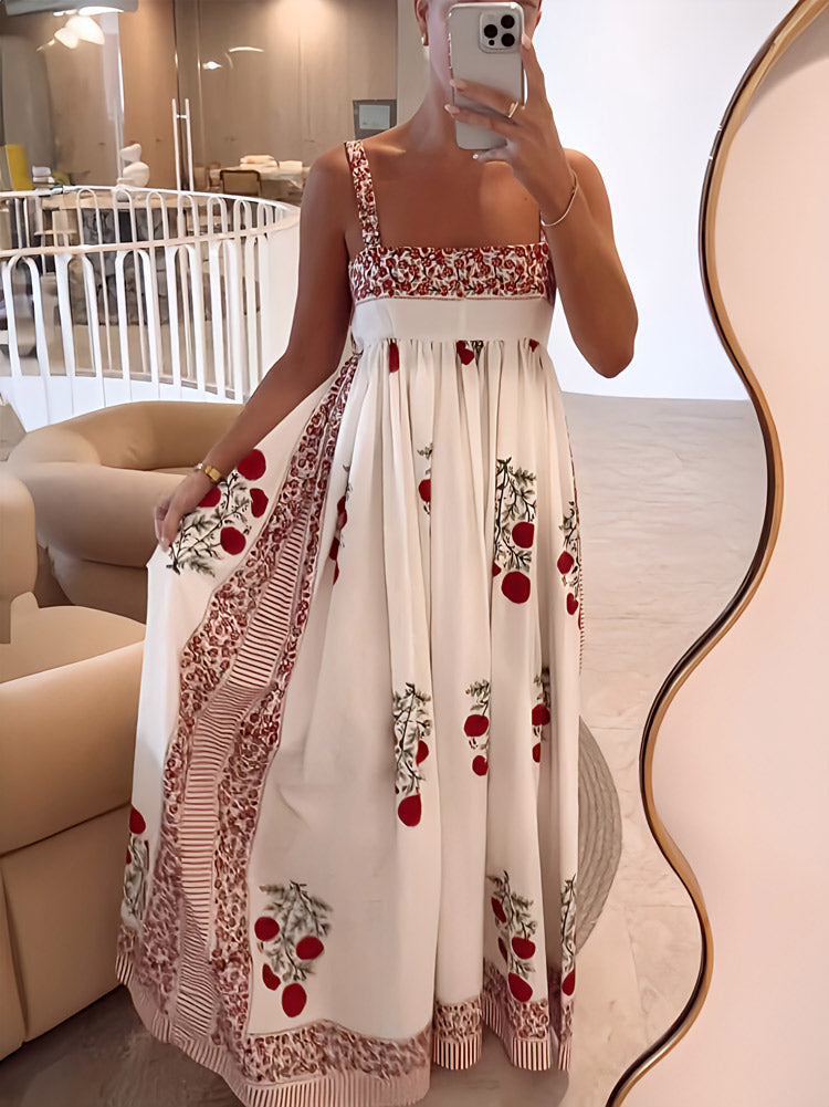Avani - Robe longue à imprimé floral, panneaux et col carré