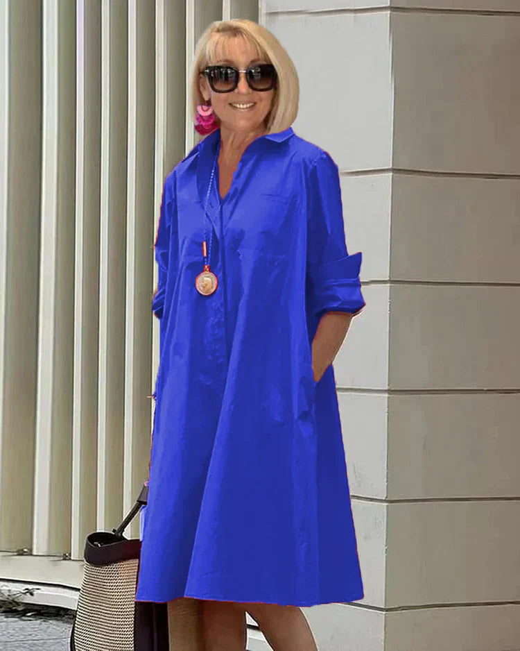 Bailey - Robe mi-longue à col chemise et tempérament printemps-été