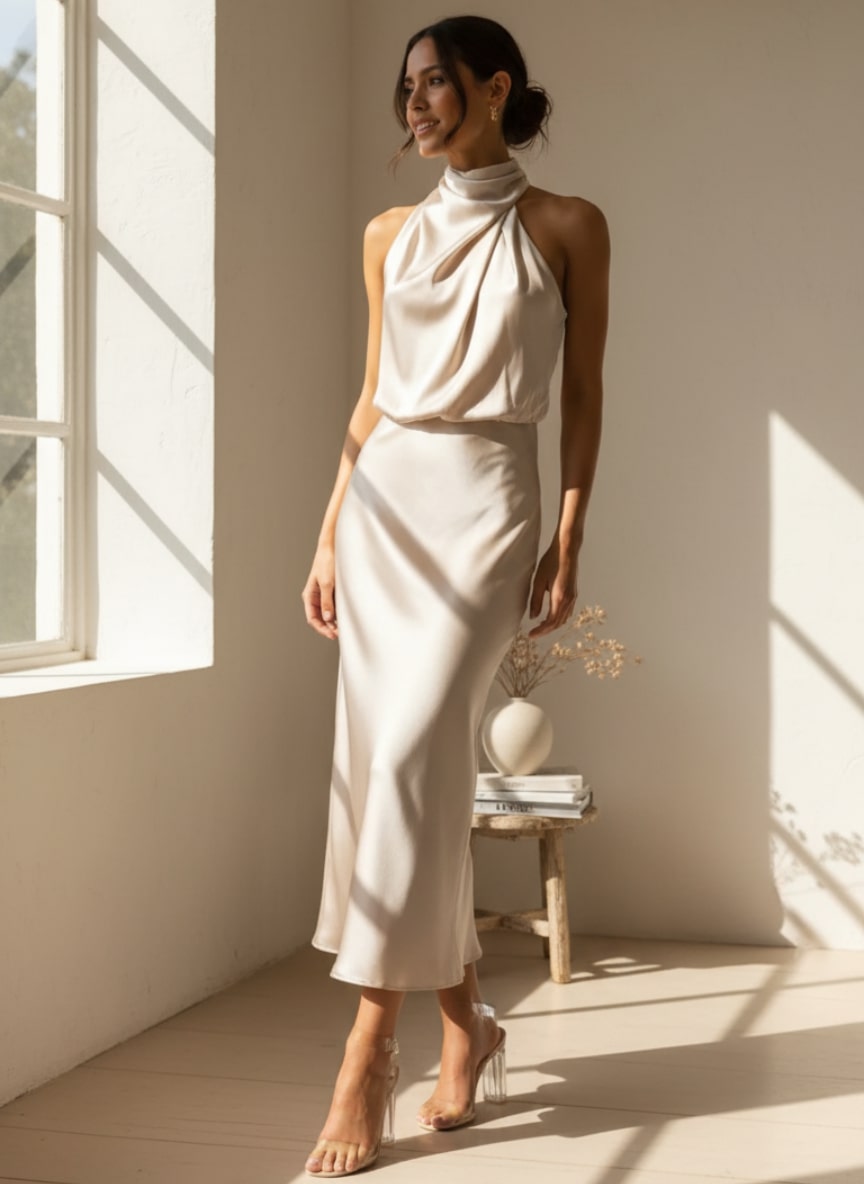 Belle | Robe Longue Femme Brillante Élégante pour Soirée ou Événement