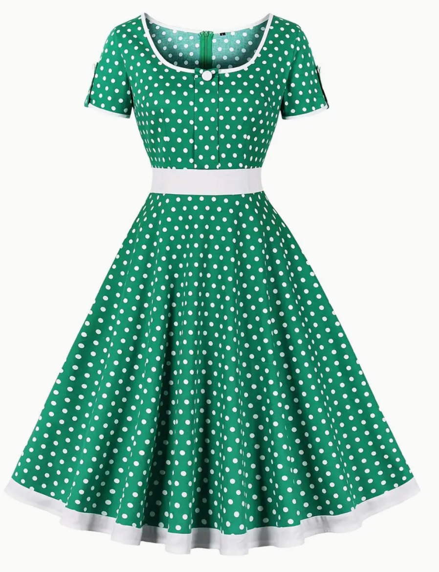 ADA - Robe à pois vintage élégante pour le printemps/été